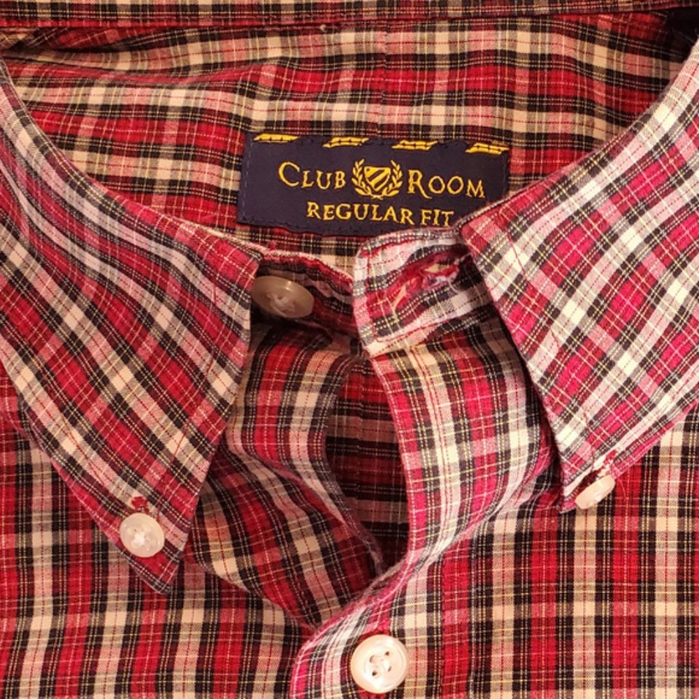 Vintage Club Room 100% Cotton Red Plaid B.D. - Hip